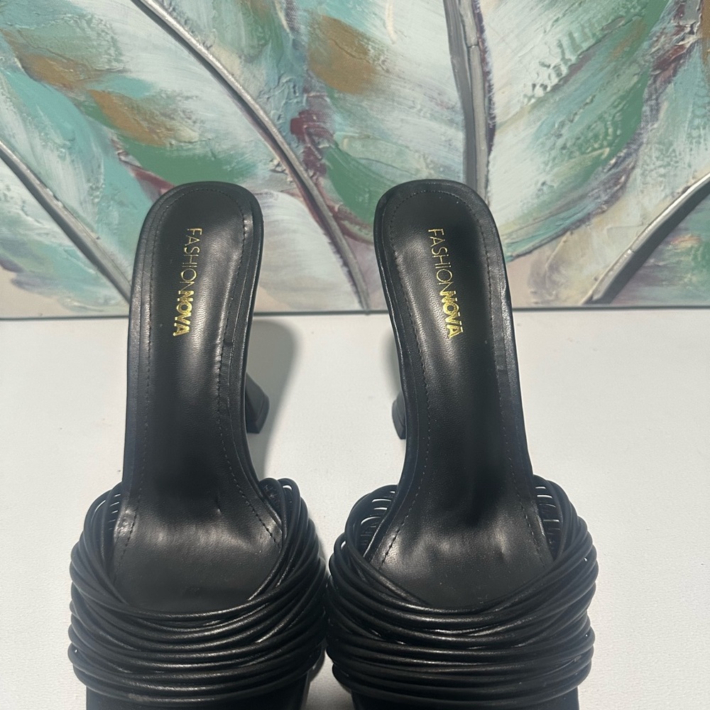Fashion Nova Black Strappy Heels
